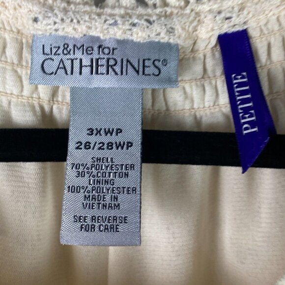 Catherines Blouse Size 3XWP Cream Crochet Knit Short Sleeve Pullover - Picture 4 of 9